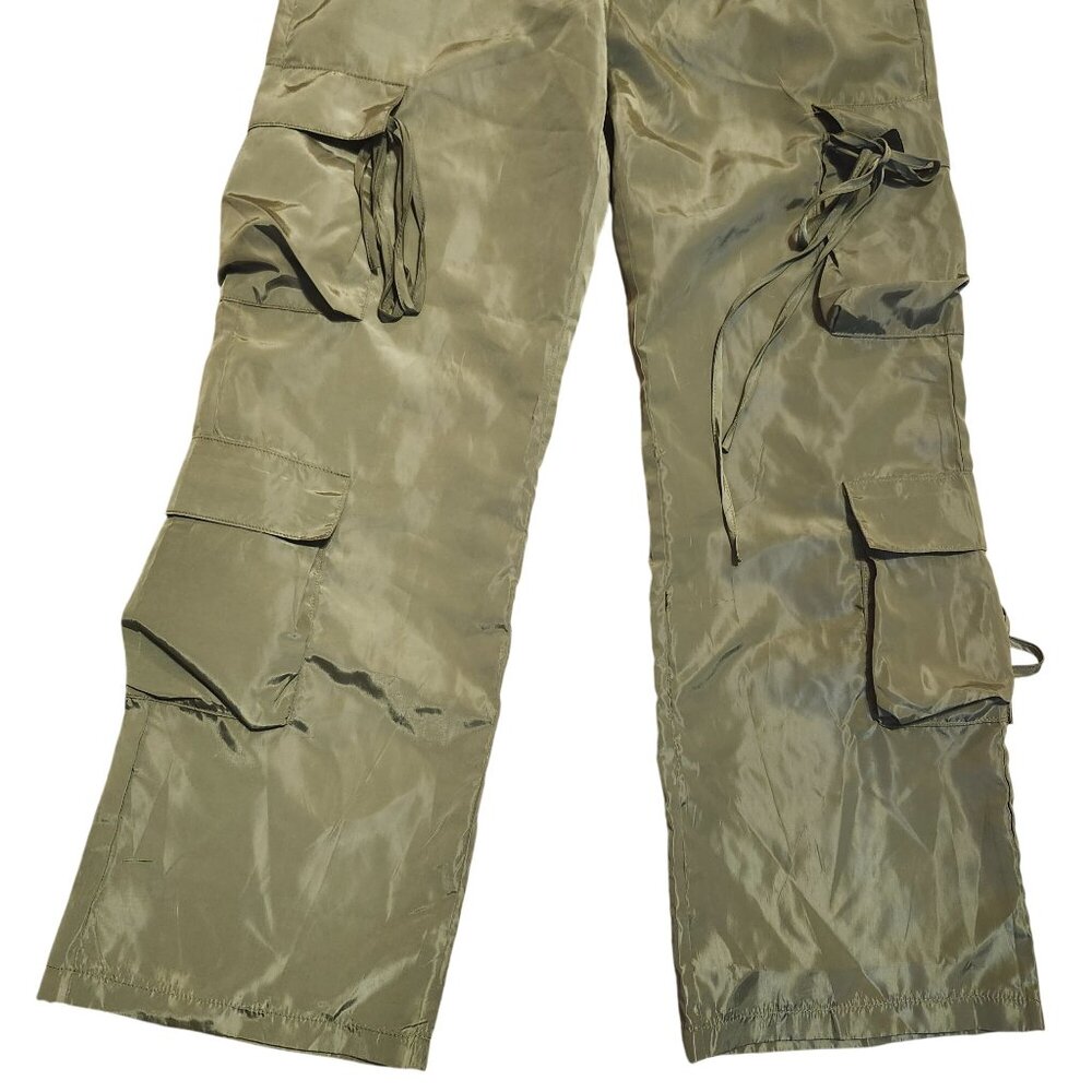 Micas Women's Large Green Cargo Pants Wide Leg Lightweight Casual Streetwear - Picture 9 of 14